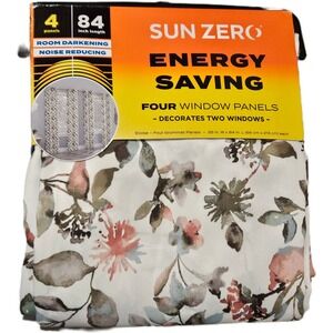NWT Sun Zero Eloise Grommet 4 Window Panels 26"x84" Sage Floral Room Darkening